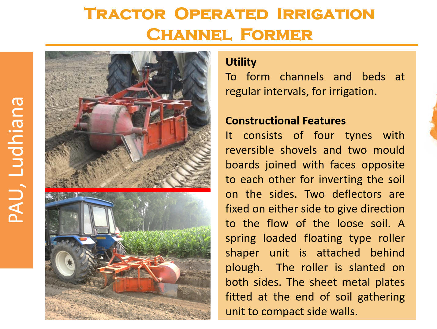 Channeling In Ractor Tractor operated irrigation channel former